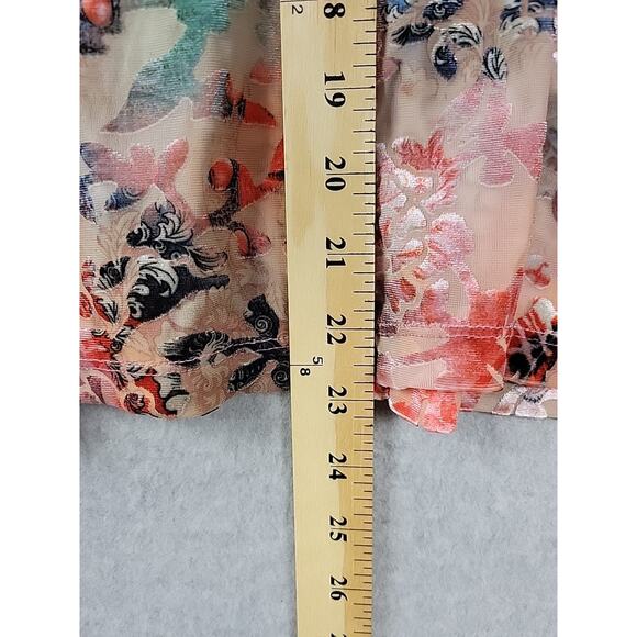 Clint Honolulu Colorful Tropical Floral 3/4 Sleeve Blouse Large Stretch Sheer - Picture 8 of 12